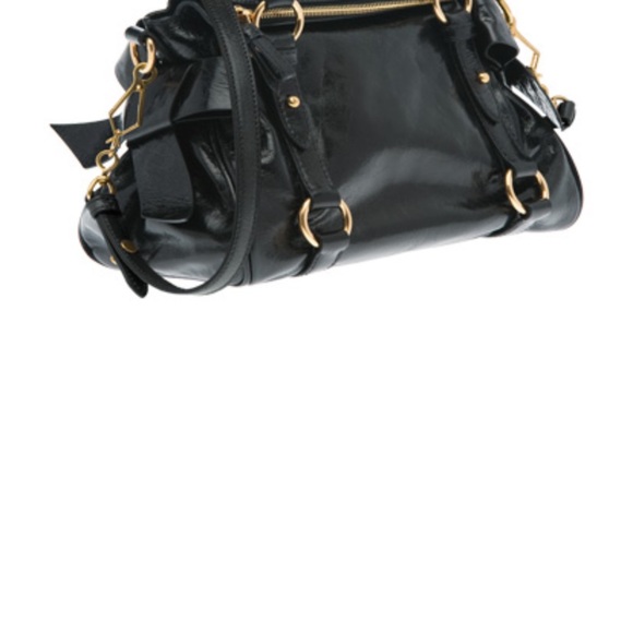 Miu Miu Black Vitello Lux Leather Bow - Picture 7 of 10